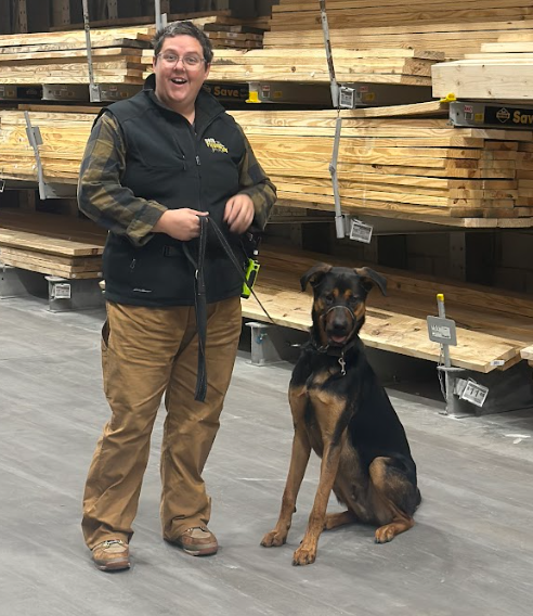Apollo and his handler show off his skills at Home Depot