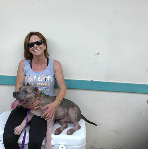 Jane with cruelty case dog